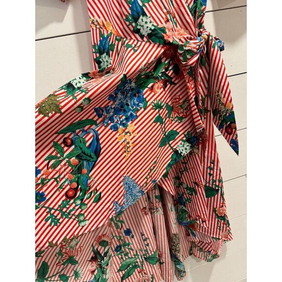 Calvin Klein Red Striped Floral High Low Dress - Picture 5 of 6